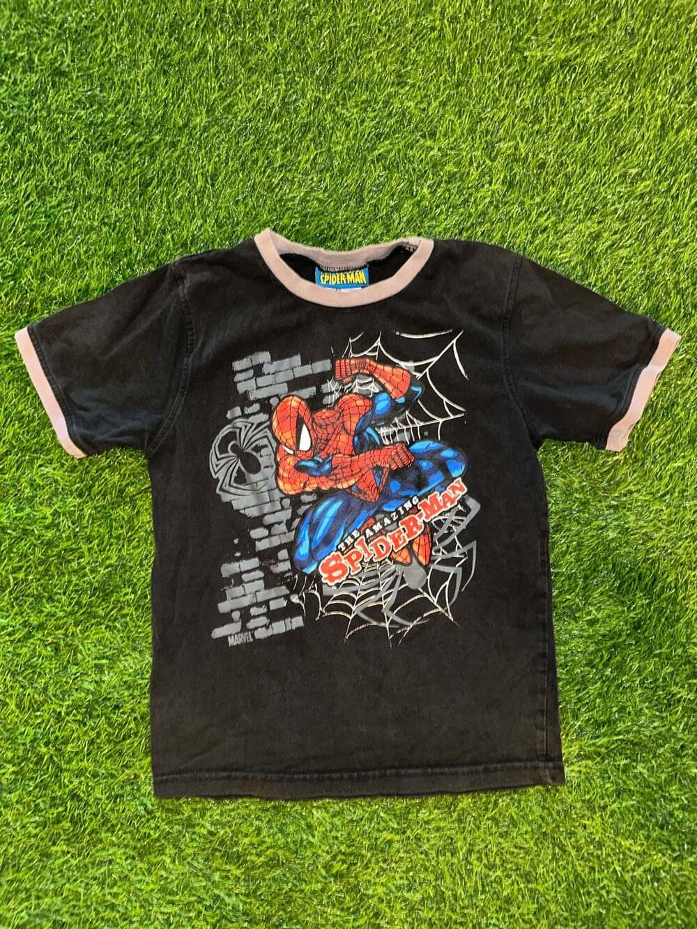 Vintage 2009 Marvel The Amazing Spider-Man Graphic Ringer T-Shirt size youth M